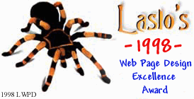 Laslo's 1998 Web Page Design Excellence Award
